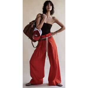 NWT Free People Dimes Tie Trousers / Red Alert Size 0 Currently $168 MSRP